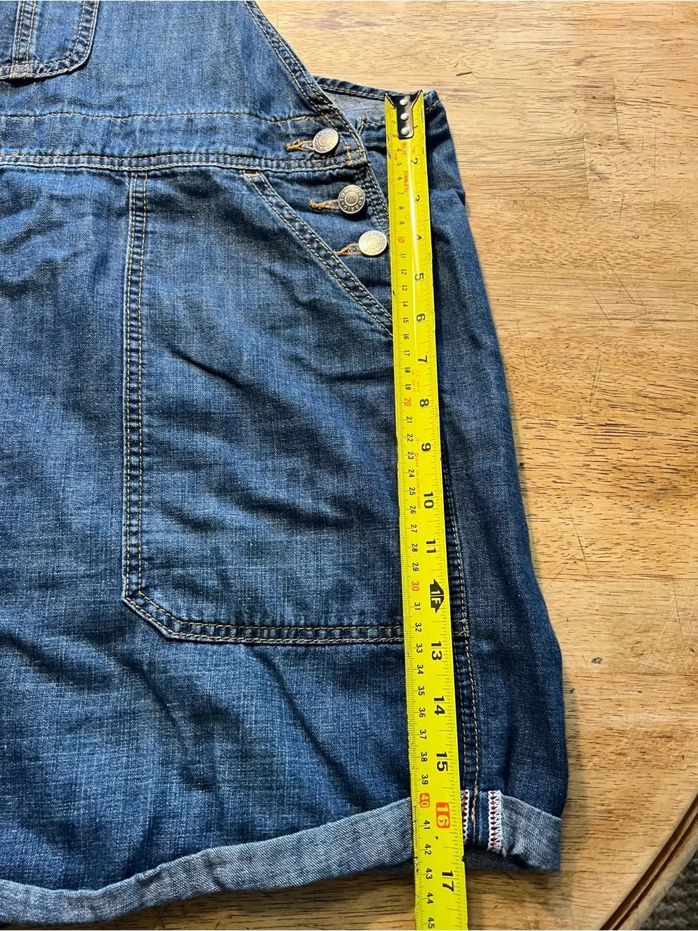 Cotton Linen Mix Dark Blue Denim Overalls Shorts